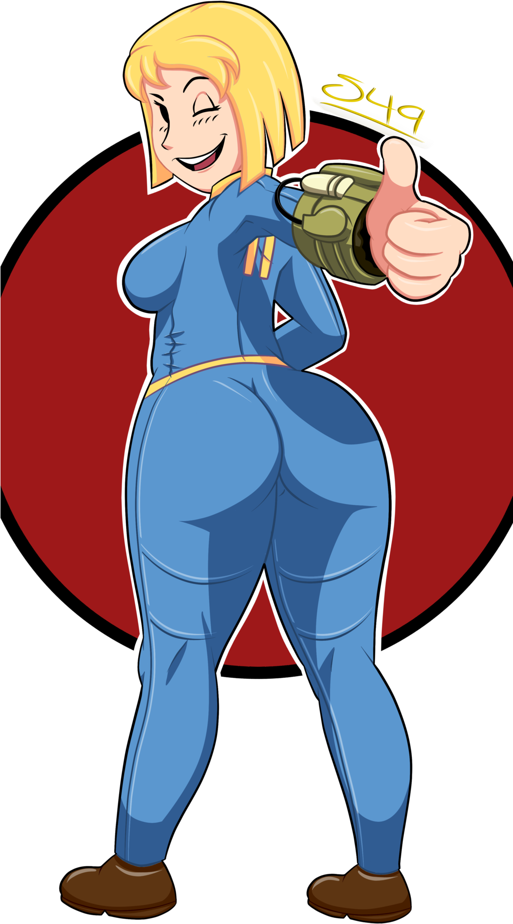 Fallout Clipart Thumbs Up - Vault Girl Thumbs Up (1024x1936)