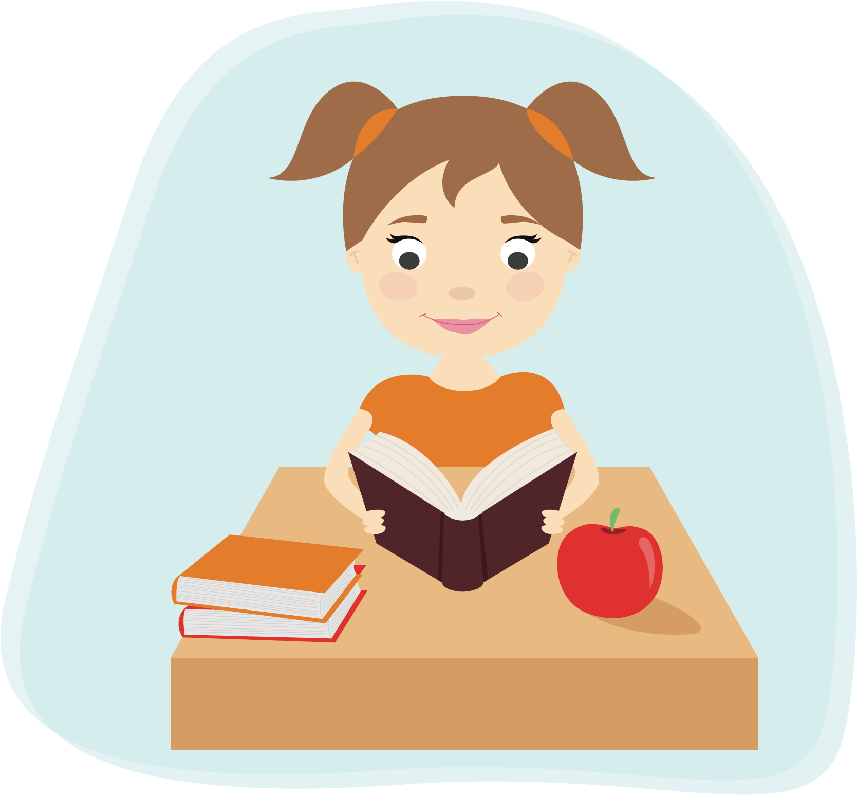 Child Drawing Clip Art - Girlreading Cartoon (1875x1875)