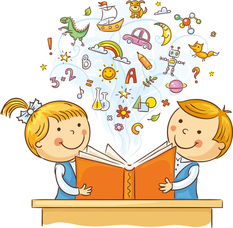 Reading Child Cartoon Illustration - Blank Book For Stories: 8.5 X 11, 120 Unlined Blank (1000x1000)