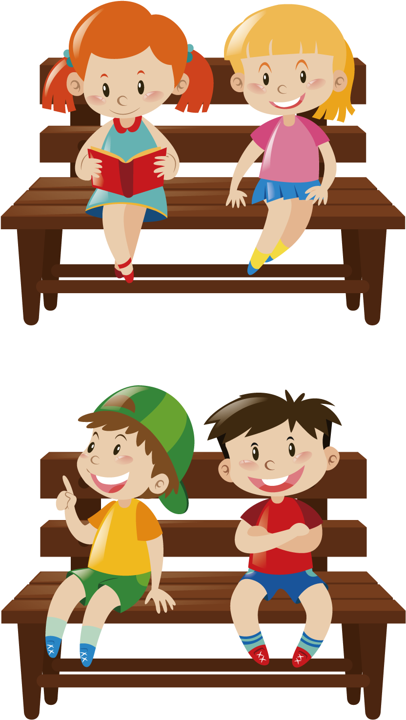Boy Royalty-free Clip Art - Girls Sitting On A Bench Clip Art (1600x1600)