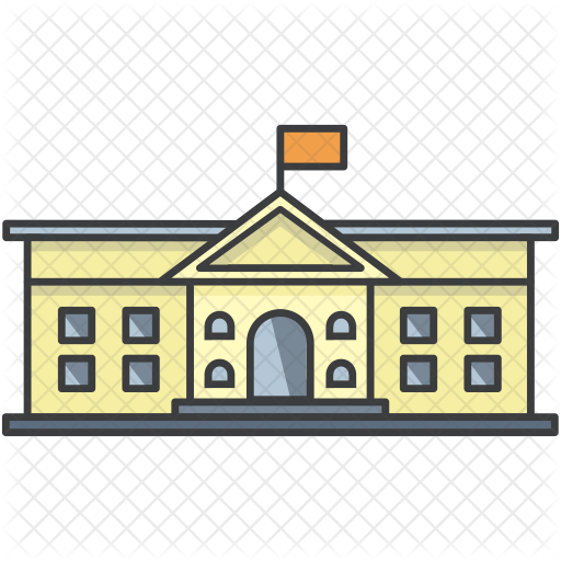 Government Icon - School With Flag Clip Art (512x512)