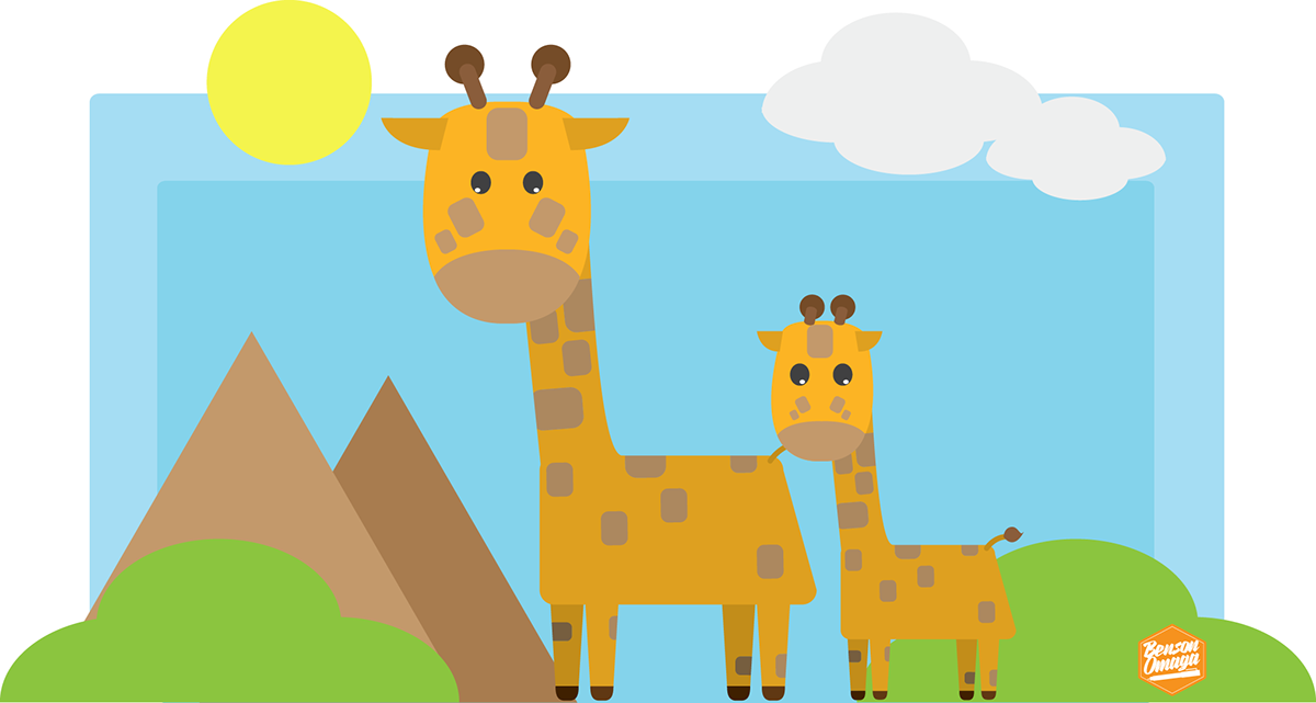 Vector Artwork Of Animals And Their Kids - Cartoon (1200x641)