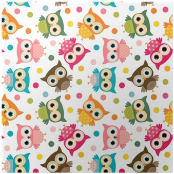 Cute Colorful Bird Seamless Pattern With Owls And Dots - Owl (400x400)