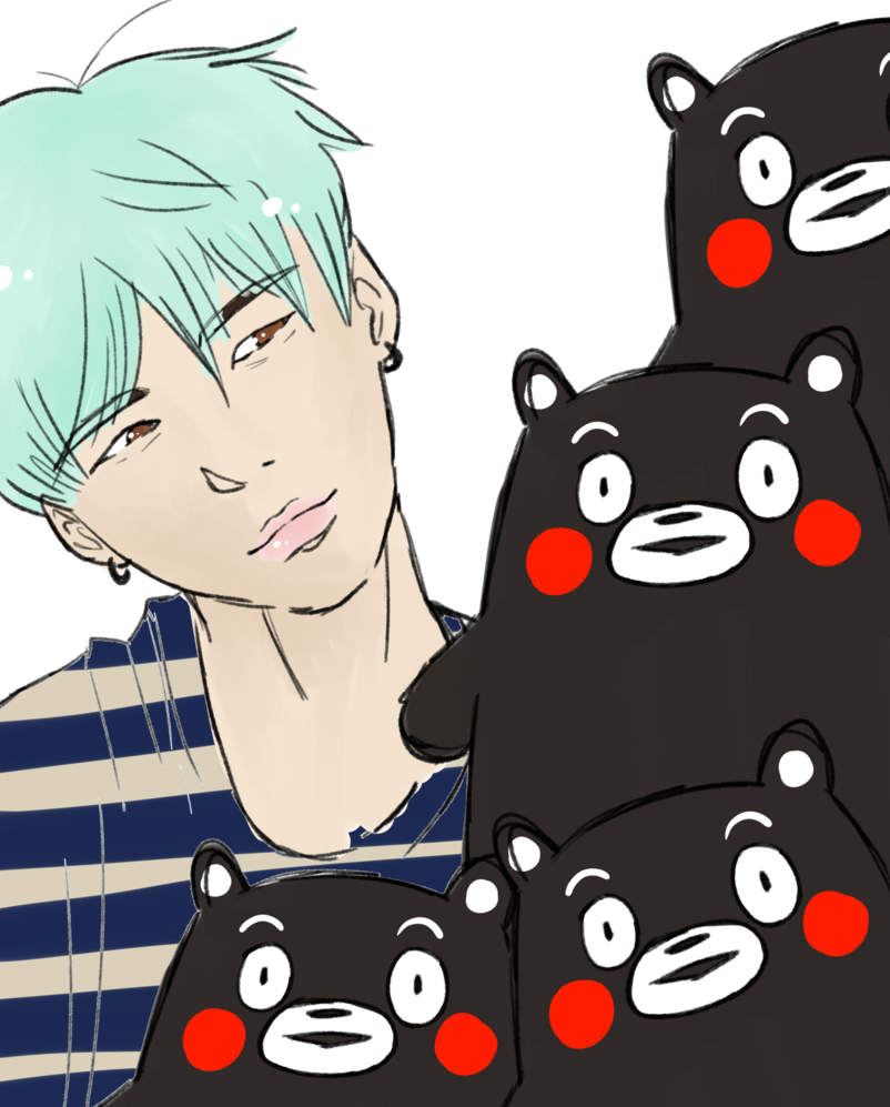 Yoongi And Kumamon By Fountain-pen17 - Cartoon (802x997)