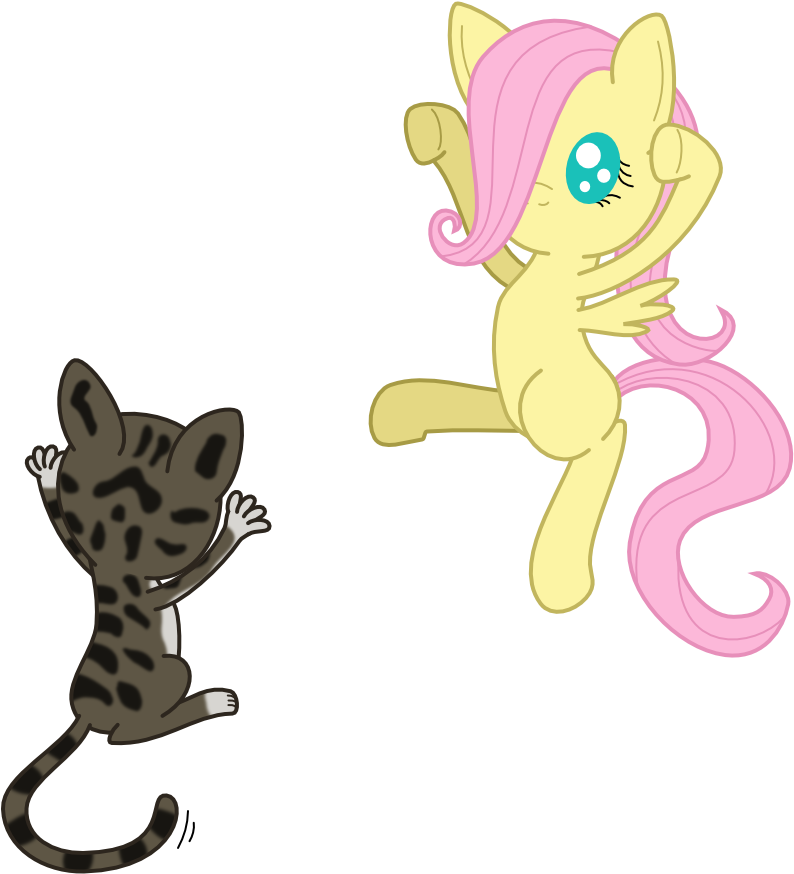Greywander87, Cat, Filly, Fluttershy, Kitten, Safe, - Cartoon (1000x1000)