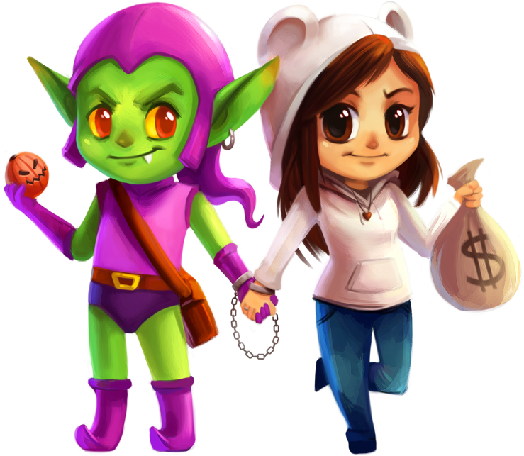 Chibi Commission For Space-rabbit &nbsp - Green Goblin X Gaby (800x724)