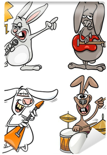 Rabbits Rock Musicians Set Cartoon Wall Mural • Pixers® - Animales Musicos Dibujo (400x400)