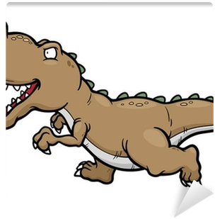 Vector Illustration Of Cartoon Dinosaur Running Wall - Illustration (400x400)