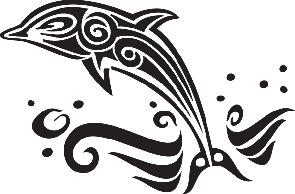 Dolphin Tribal - Dolphin Wall Decals Stickers (600x395)