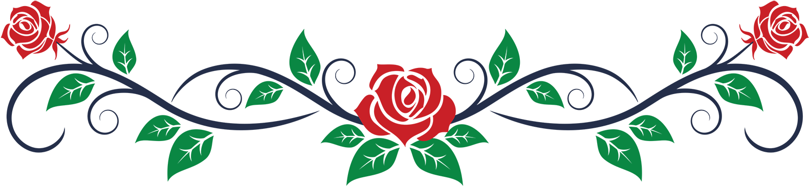 Rose White Clip Art - Black And White Rose Border (1600x381)