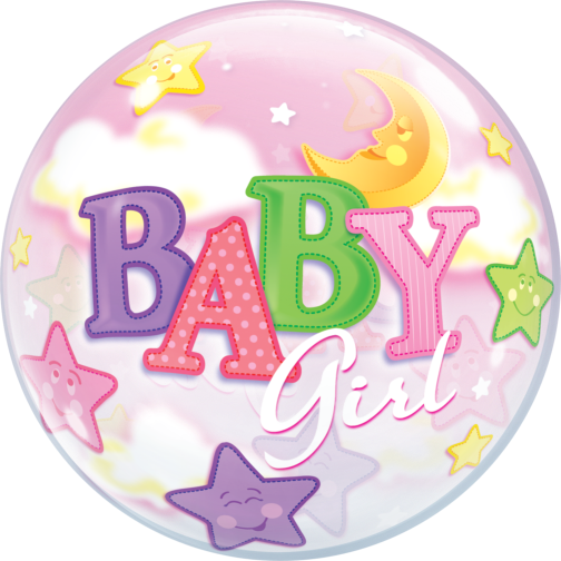Baby Girl Moon Bubble Balloon 1pc - Baby Girl Rattles (600x600)