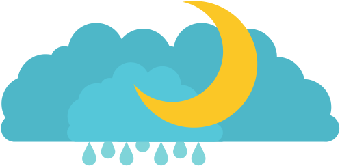 Clouds With Rain And Half Moon In Colorful Silhouette - White (550x550)