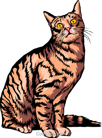 Domestic Cat Royalty Free Vector Clip Art Illustration - Cat Vector (357x480)