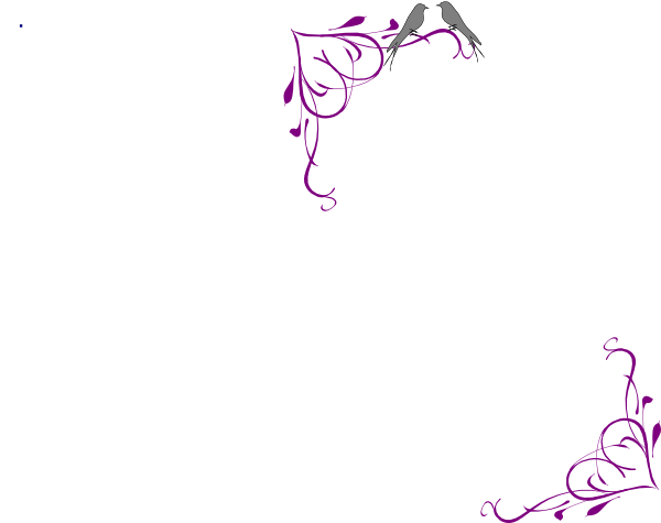 Love Birds Grey Corner Frame Purple Clip Art At Clker - Love Frame Vector Free (600x475)