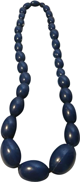 Big Bold 60's Navy Blue Graduated Bead Necklace, Vintage - Bead (602x602)