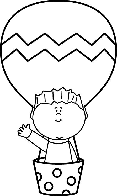 Black And White Boy In A Hot Air Balloon - Hot Air Balloon Black And White (446x747)