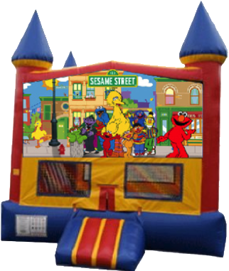 Sesame St Inflatable Jumper Rentals - Ez Inflatables Castle Module Jumper Bounce House (322x381)