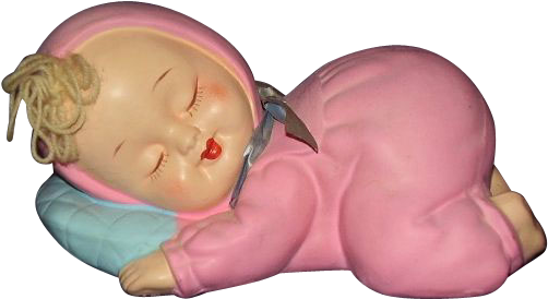 Girl Baby Bank Sleeping Blonde In Pink Sleeper - Figurine (501x501)