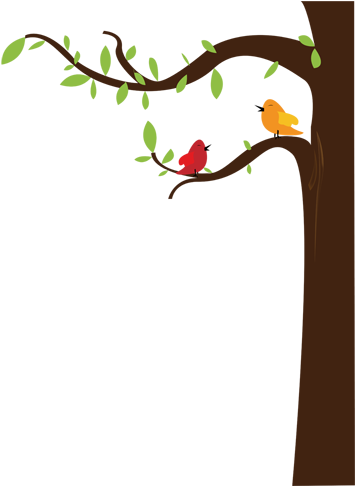 Vinilo Decorativo Pájaros Árbol Para Mac - Rama De Arbol Animado (374x491)