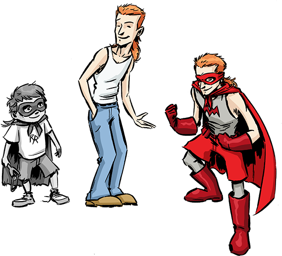 Red Mullet Is A Self-proclaimed Super Hero With No - Cartoon (630x574)