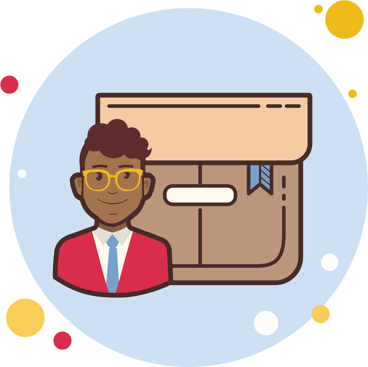 Man In Red Jacket Product Box Icon - Icon (1600x1600)