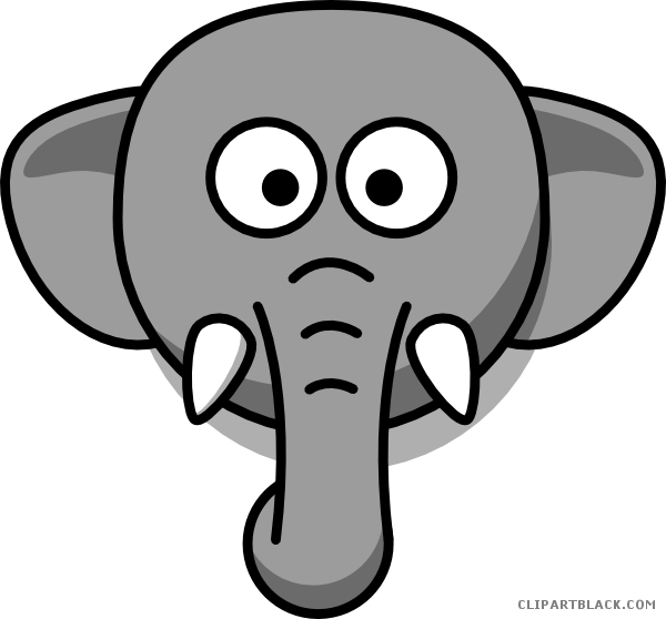 Elephant Head Animal Free Black White Clipart Images - Draw A Elephant Face Easy (600x558)