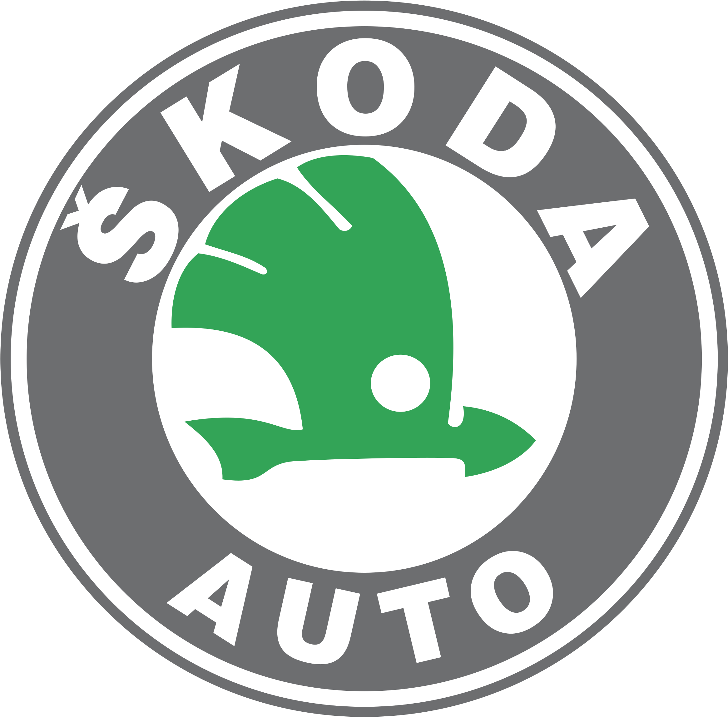 Skoda Auto Logo Black And White - 4 Pcs Separate Chrome License Plate Frame Bolt Screws (2400x2400)