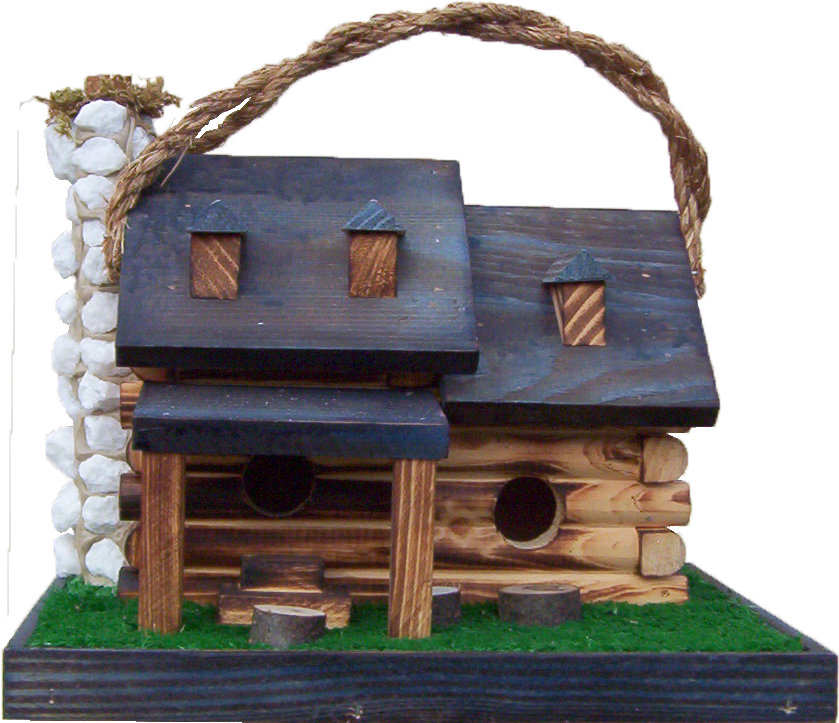 Double Log Cabin Birdhouse - Log Cabin (864x750)