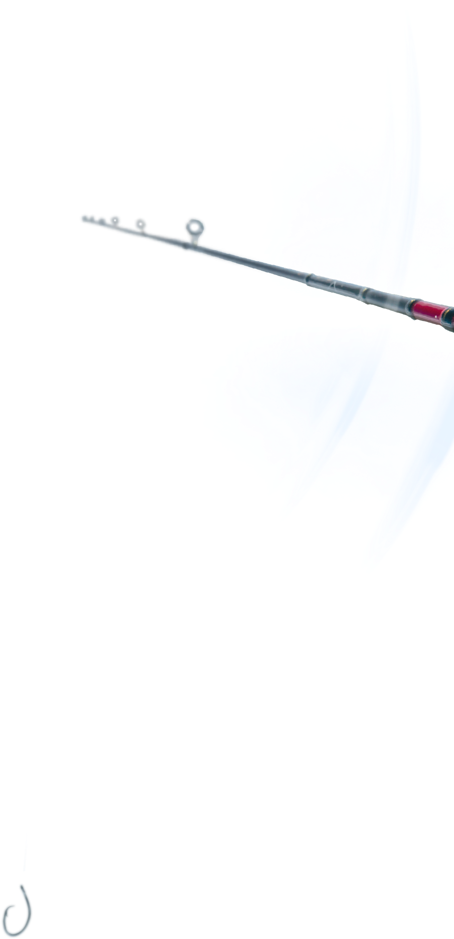 Pole And Line Red Fishing Rod With Circle Hook Against - Television Antenna (967x1931)