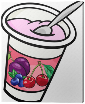 Yogurt Clip Art Cartoon Illustration Canvas Print • - Yogurt Clip Art (400x400)