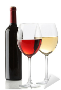 Two Glasses Of Wine And A Bottle Isolated Over White - Beer (400x400)