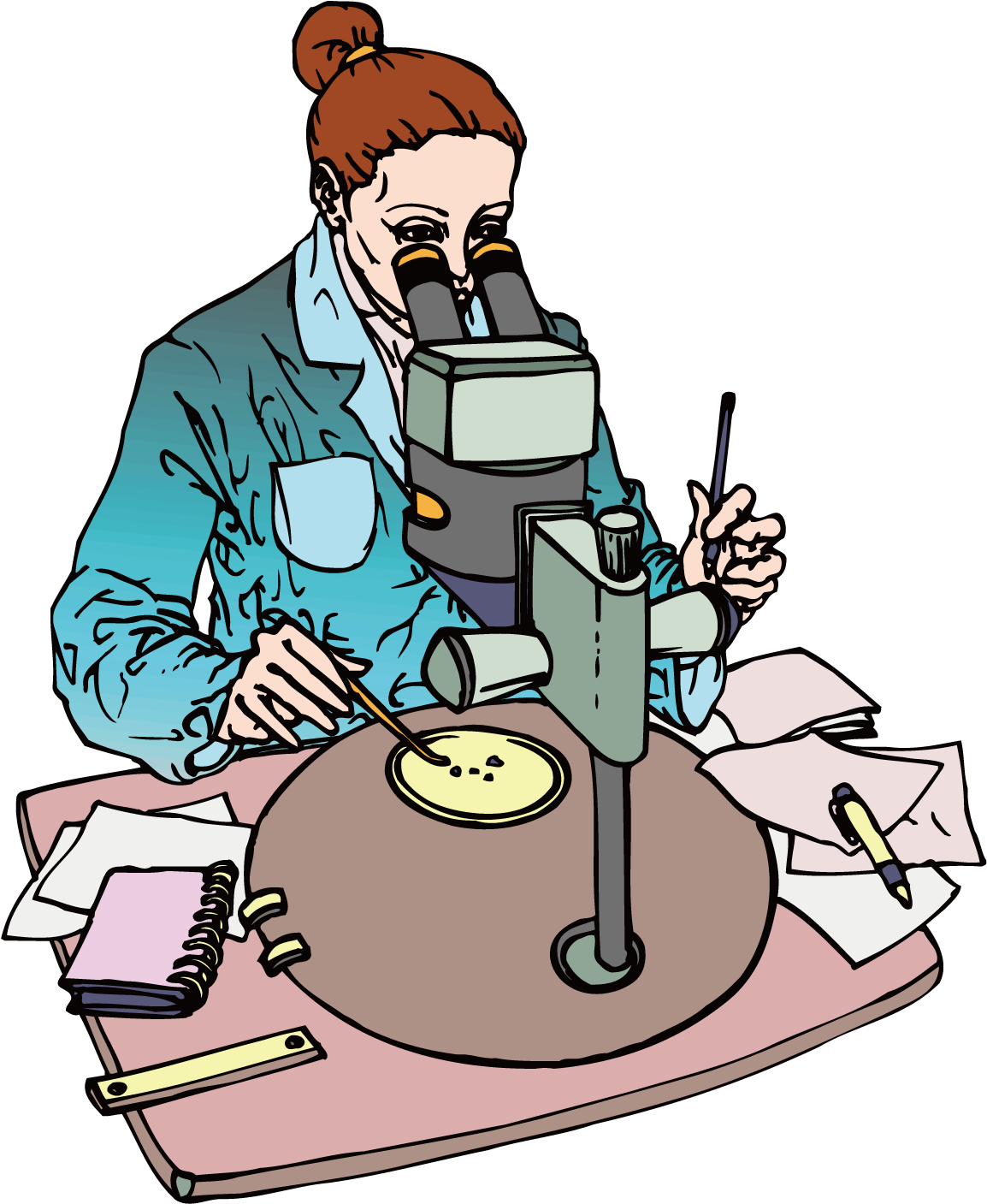 Cartoon Scientist Microscope - Biologist Cartoon (1500x1501)