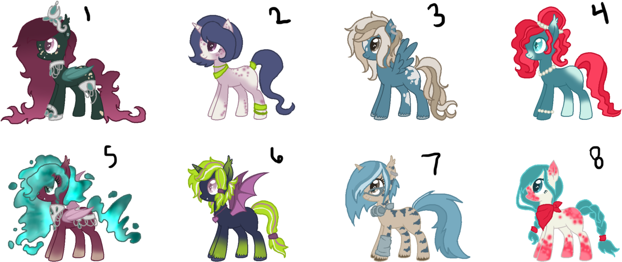 Color Pallet Ponies By Crazy Peach Adopt - Cartoon (1369x583)