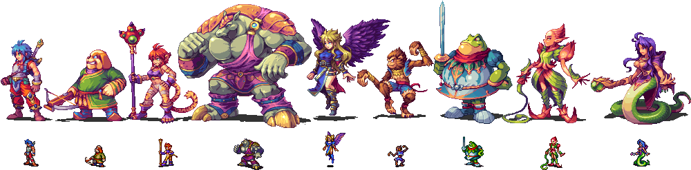 Sprites Of The Main Characters Of Breath Of Fire 2, - Game (1035x275)