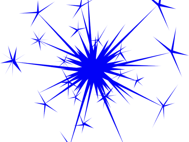 Sparkle Clipart Blue - Blue Fireworks White Background (640x480)