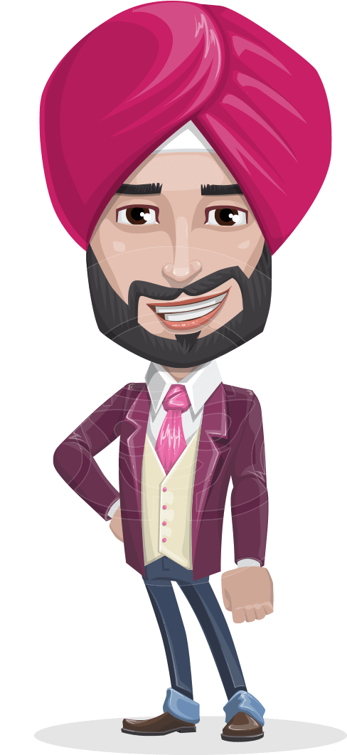 Jayant The Victorious - Cartoon Man With Turban (957x1060)