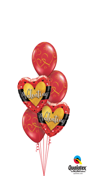 Red & Gold Valentine Bouquet Funtastic Balloon Creations - Happy Valentines Day Strawberry (301x600)