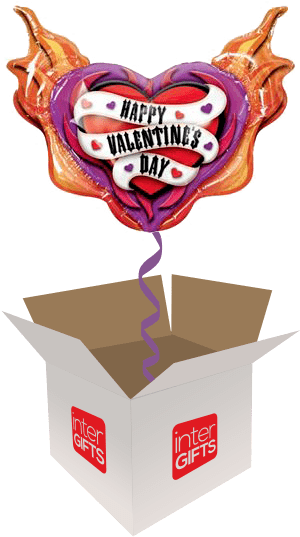32″ Happy Valentine's Day Fire Heart - Amscan International Chopper Valentines Day Foil Balloon (568x568)