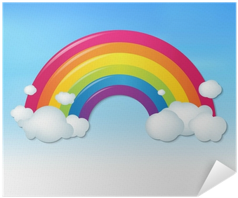 Color Rainbow With Clouds And Blue Sky Poster • Pixers® - Rainbow Cartoon (400x400)
