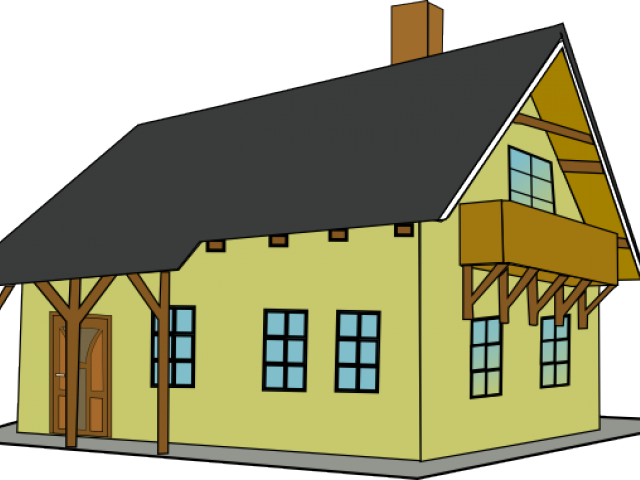 Old House Clipart Sloping Roof House - House Clip Art (640x480)