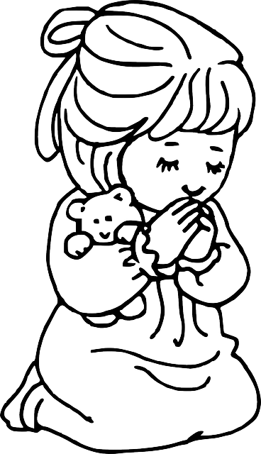 Teddy Praying, Child, Infant, Teddy Bear, Girl, Teddy - Bible Coloring Pages (368x640)