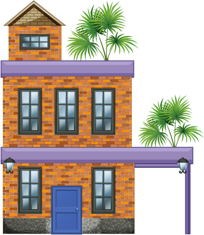 Illustration Of A Big House With Palm Plants On A White - House (724x800)