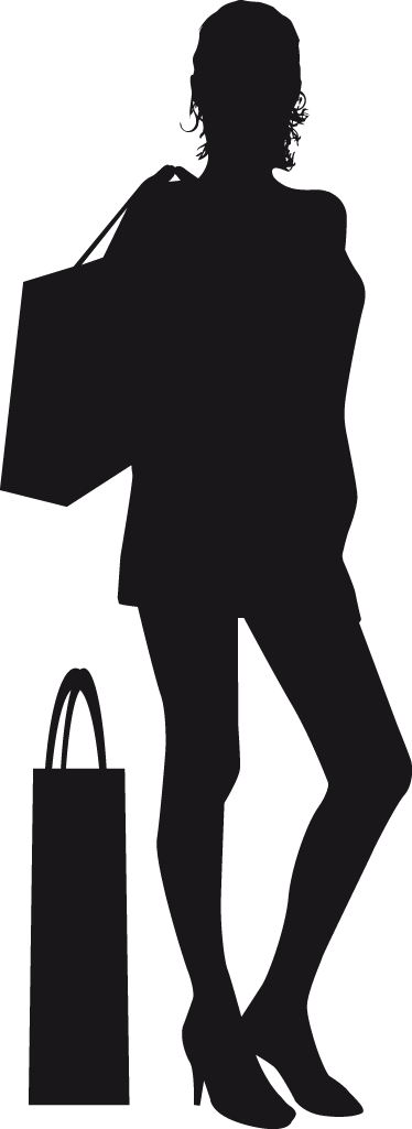 Lady Shopper Silhouette Wall Sticker - Shopper Silhouette (374x1025)