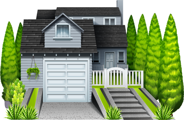 An Elegant House On A White Background - Elegant House Cartoon (600x393)