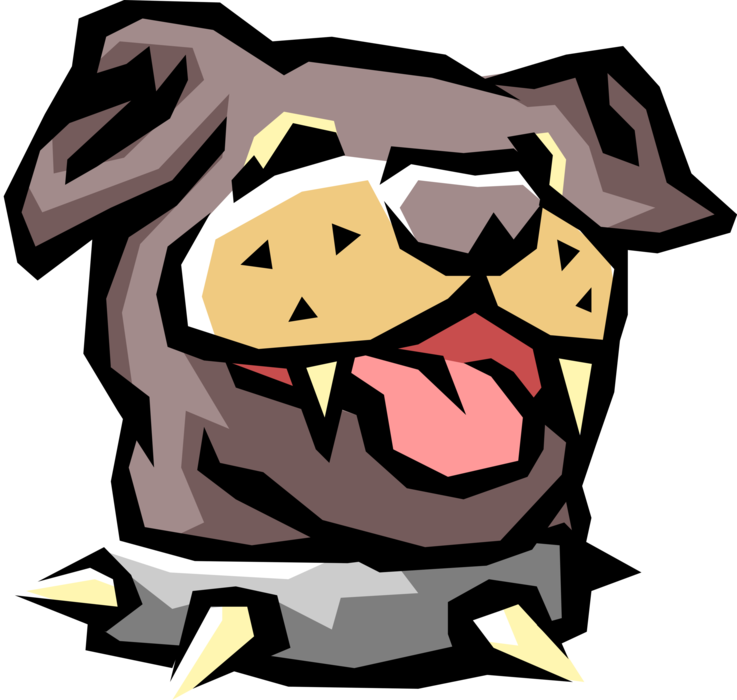 Vector Illustration Of Family Pet Dog's Face With Spiked - Vector Illustration Of Family Pet Dog's Face With Spiked (737x700)