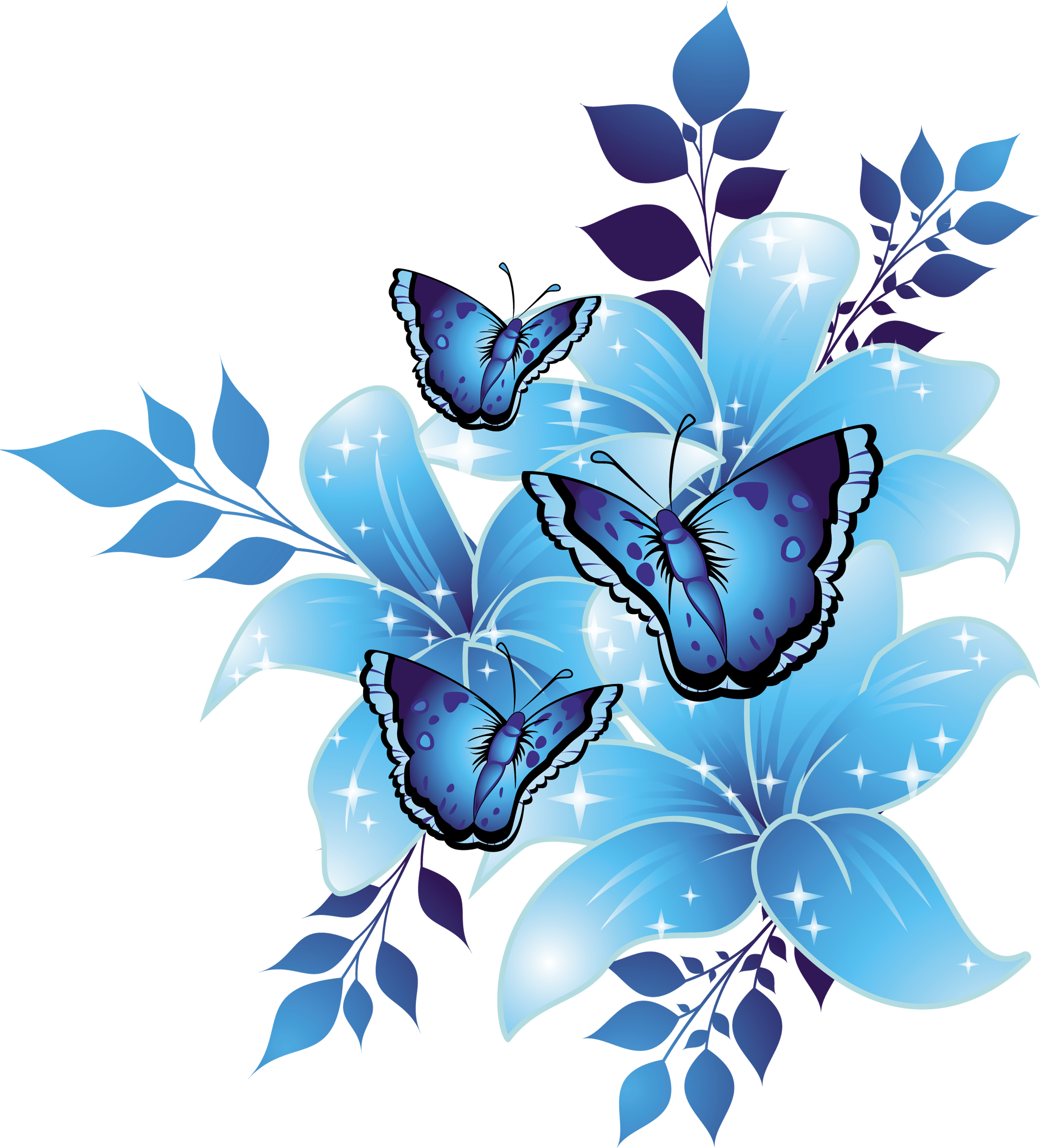 Синие Бабочки - Blue Flower Background Png (2878x3386)