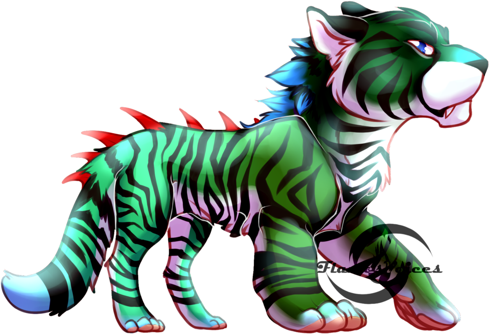 Floral Tiger Blue Petals, Red Thorns By Flamesvoices - Siberian Tiger (1024x730)