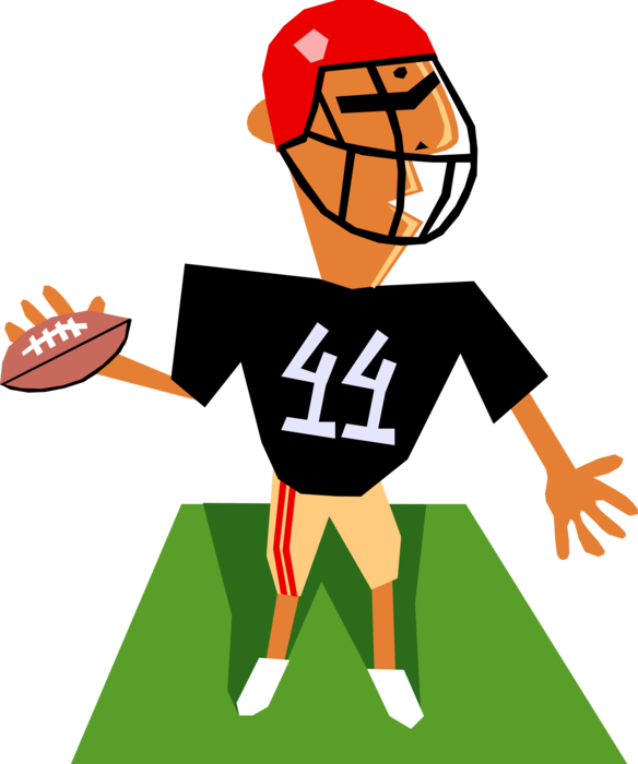 Vector Illustration Of Football Quarterback Throwing - Clip Art (584x700)