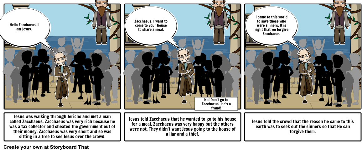The Bible Story Of Zacchaeus - Cartoon (1164x487)