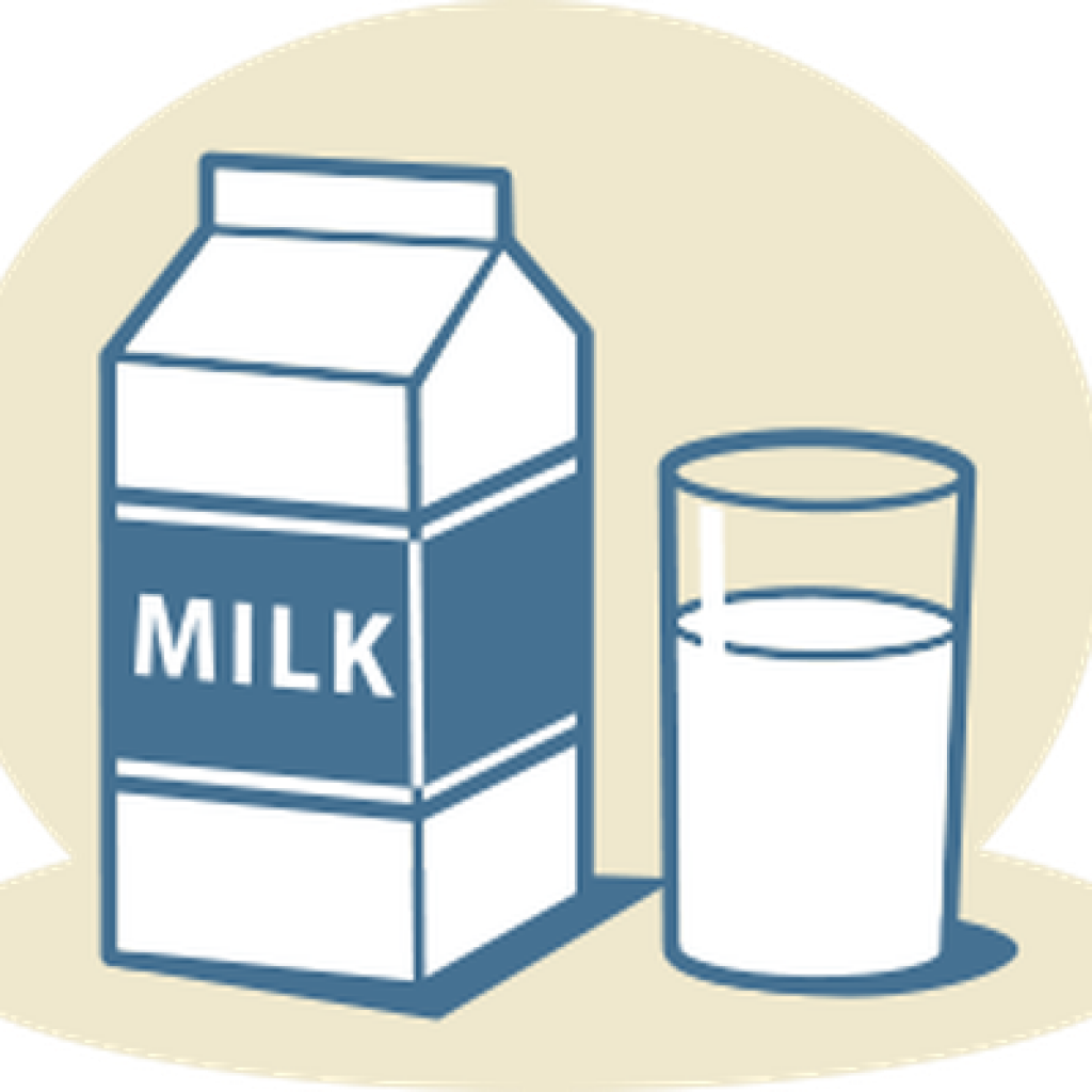 Milk Clipart Sack Lunch With Apple And Milk Carton - Milk Clipart (1024x1024)